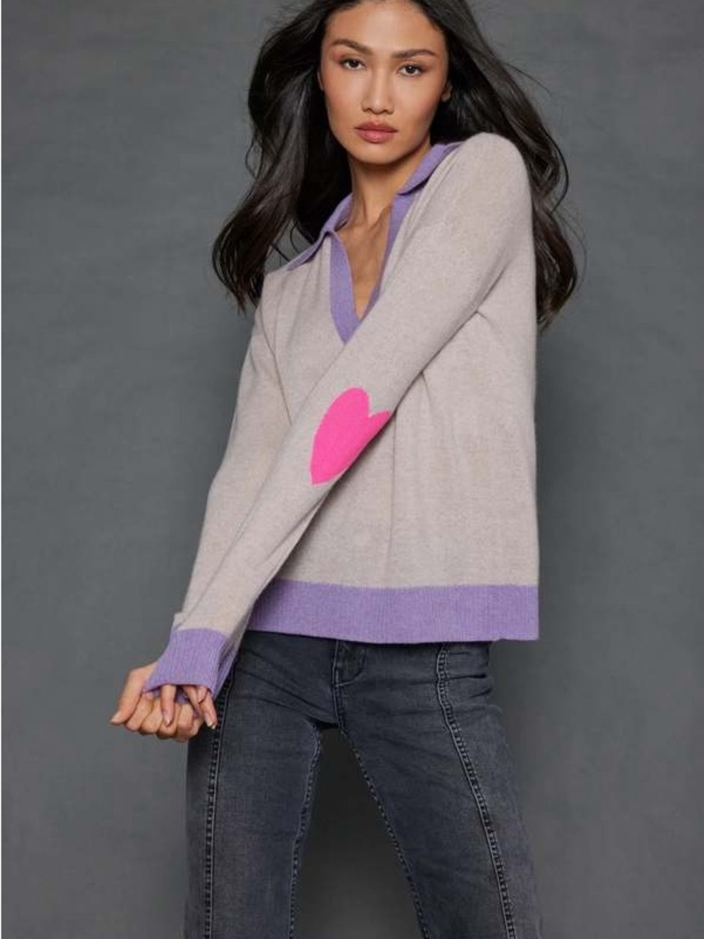 Lisa Todd 100% Cashmere Polo Pop Sweater Size Small